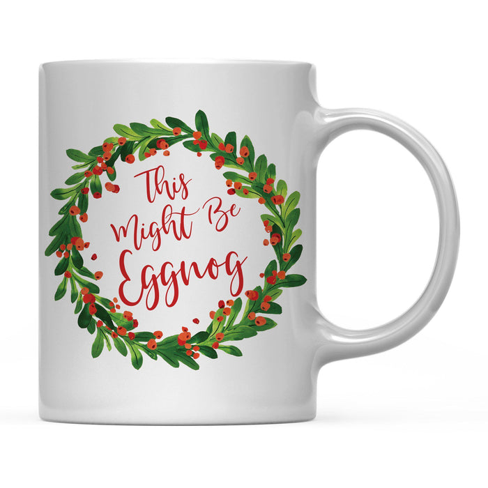 Andaz Press 11oz Christmas Red Berries Green Leaves Floral Wreath Coffee Mug-Set of 1-Andaz Press-This Might Be Eggnog-