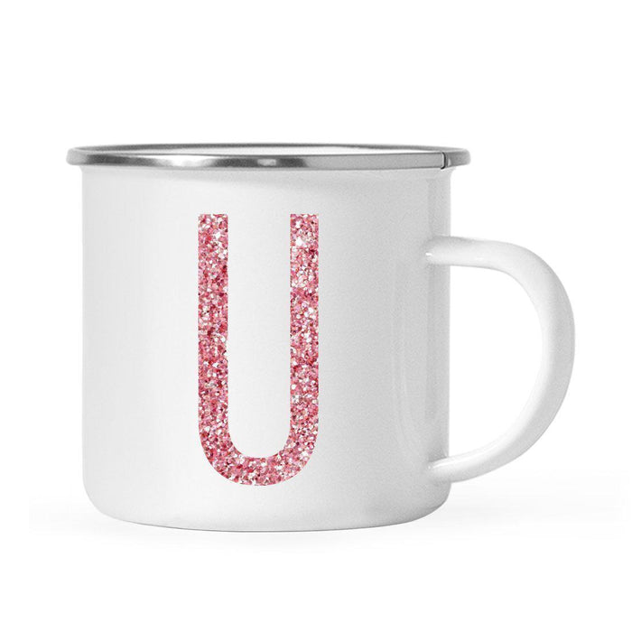 Andaz Press 11oz Faux Pink Glitter Monogram Campfire Coffee Mug-Set of 1-Andaz Press-U-