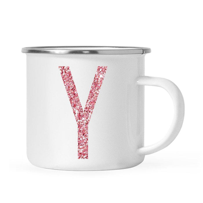 Andaz Press 11oz Faux Pink Glitter Monogram Campfire Coffee Mug-Set of 1-Andaz Press-Y-
