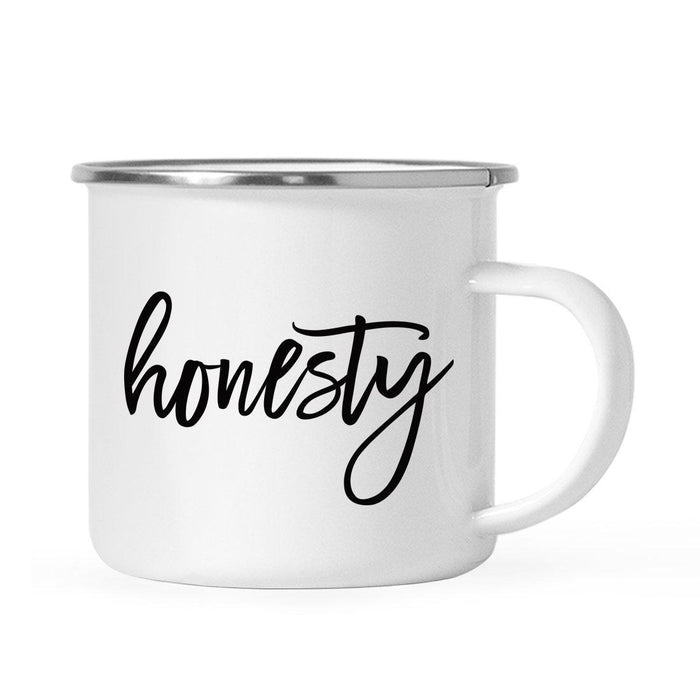 Andaz Press 11oz Good Virtues Black Calligraphy Typography Campfire Coffee Mug-Set of 1-Andaz Press-Honesty-