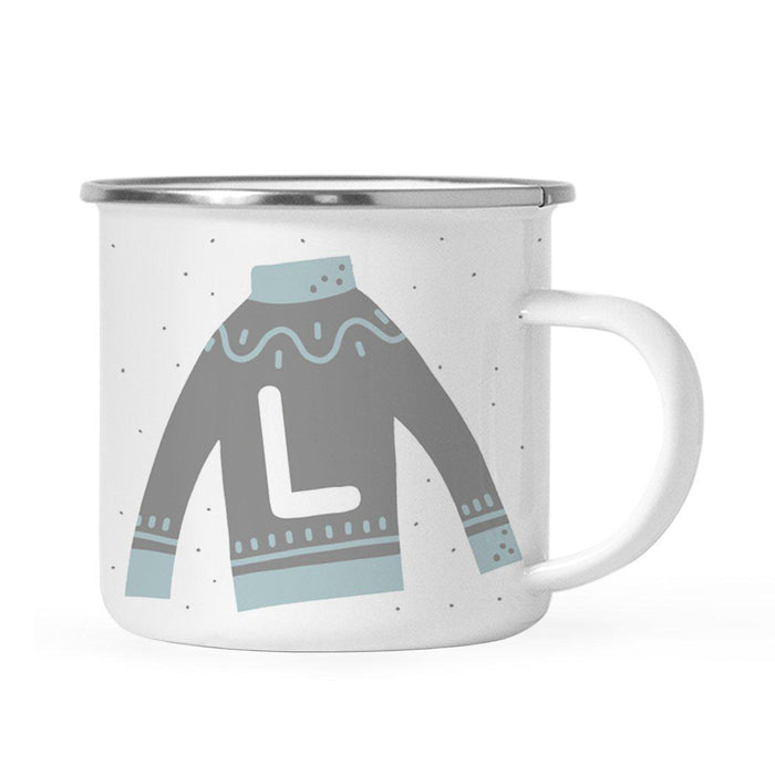 Andaz Press 11oz Gray Blue Ugly Holiday Sweater Monogram Campfire Coffee Mug-Set of 1-Andaz Press-L-