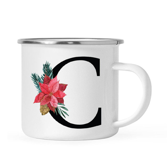 Andaz Press 11oz Red Poinsettia Flower Monogram Campfire Coffee Mug-Set of 1-Andaz Press-C-