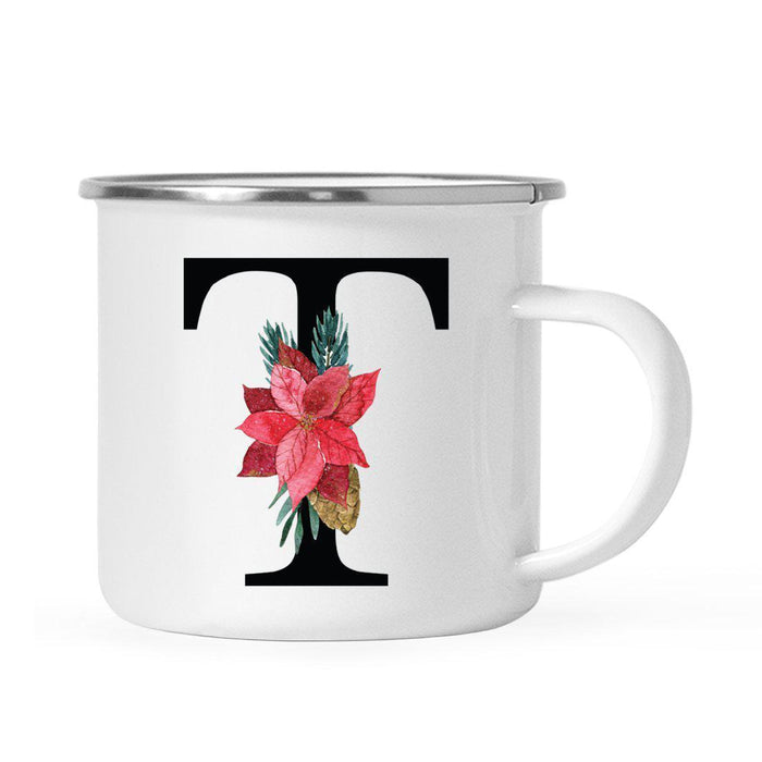 Andaz Press 11oz Red Poinsettia Flower Monogram Campfire Coffee Mug-Set of 1-Andaz Press-T-