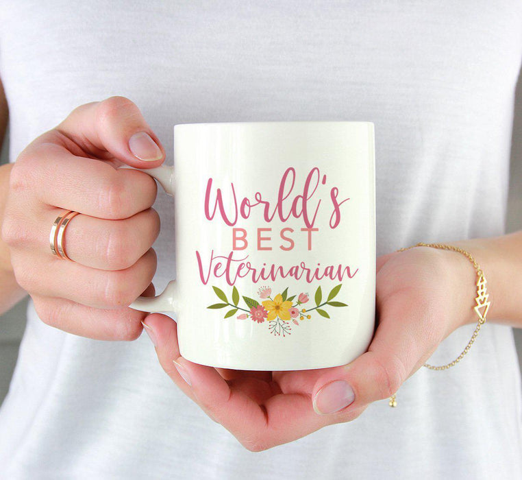 Andaz Press 11oz World's Best Floral Careers Coffee Mug-Set of 1-Andaz Press-Veterinarian-