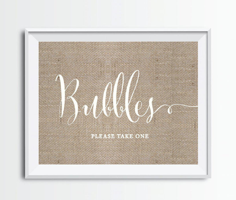 Andaz Press 8.5 x 11 Burlap Wedding Party Signs-Set of 1-Andaz Press-Bubbles - Please Take One-