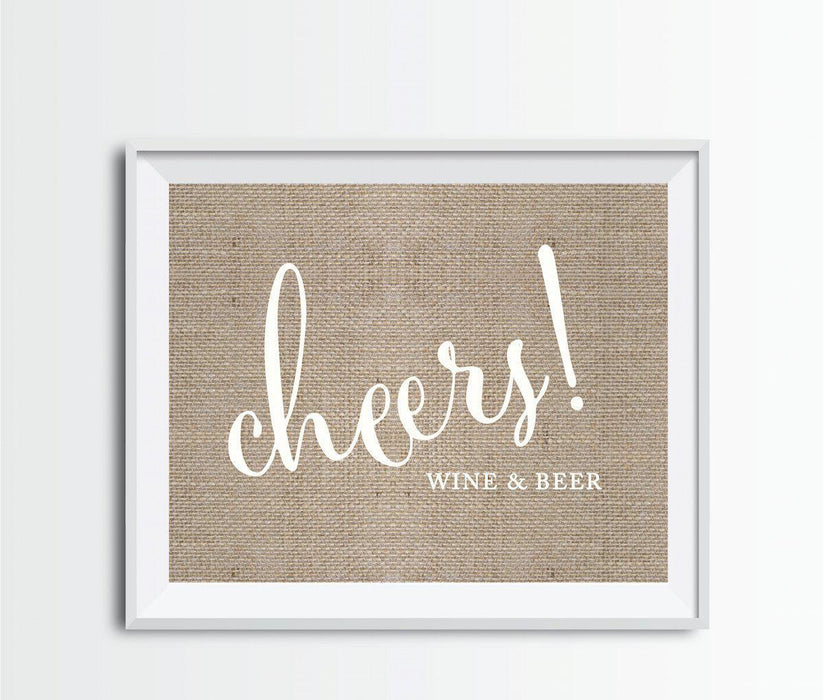 Andaz Press 8.5 x 11 Burlap Wedding Party Signs-Set of 1-Andaz Press-Cheers Wine & Beer-