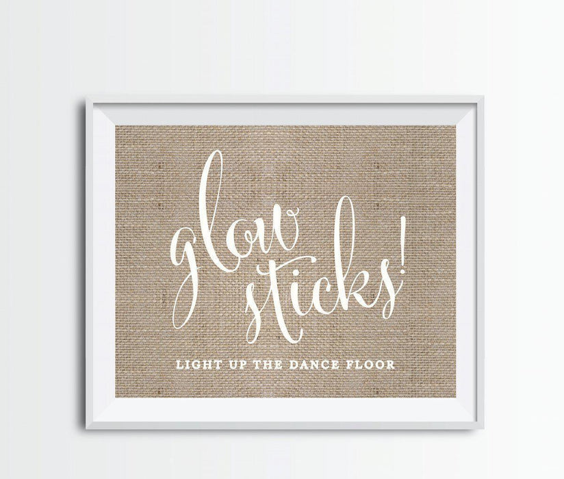 Andaz Press 8.5 x 11 Burlap Wedding Party Signs-Set of 1-Andaz Press-Glow Sticks, Light Up The Dance Floor-