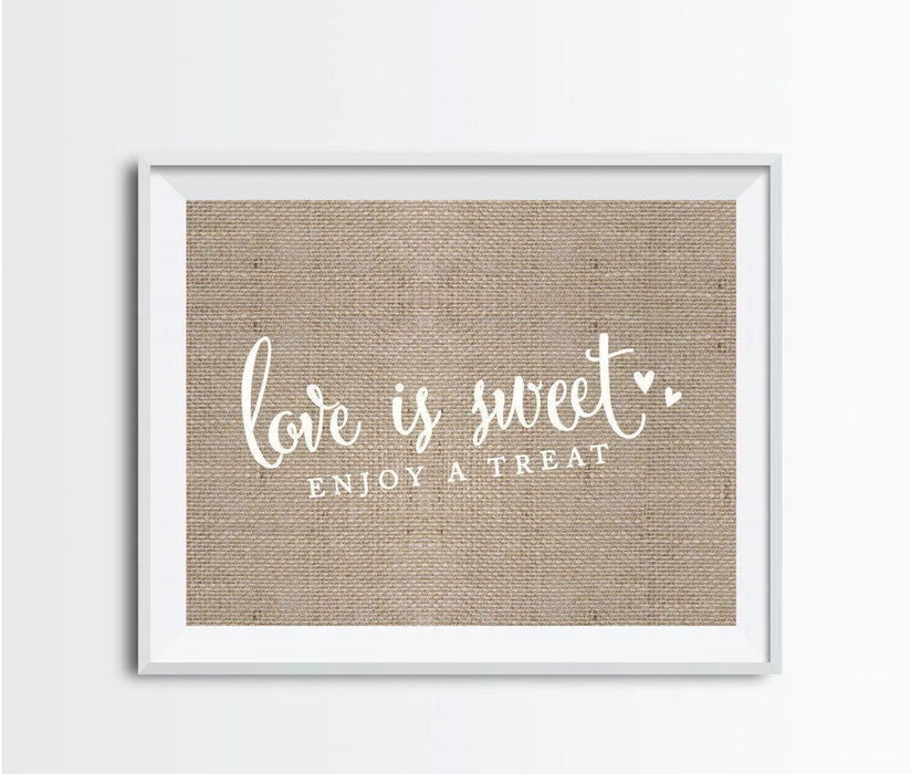Andaz Press 8.5 x 11 Burlap Wedding Party Signs-Set of 1-Andaz Press-Love Is Sweet, Enjoy A Treat-