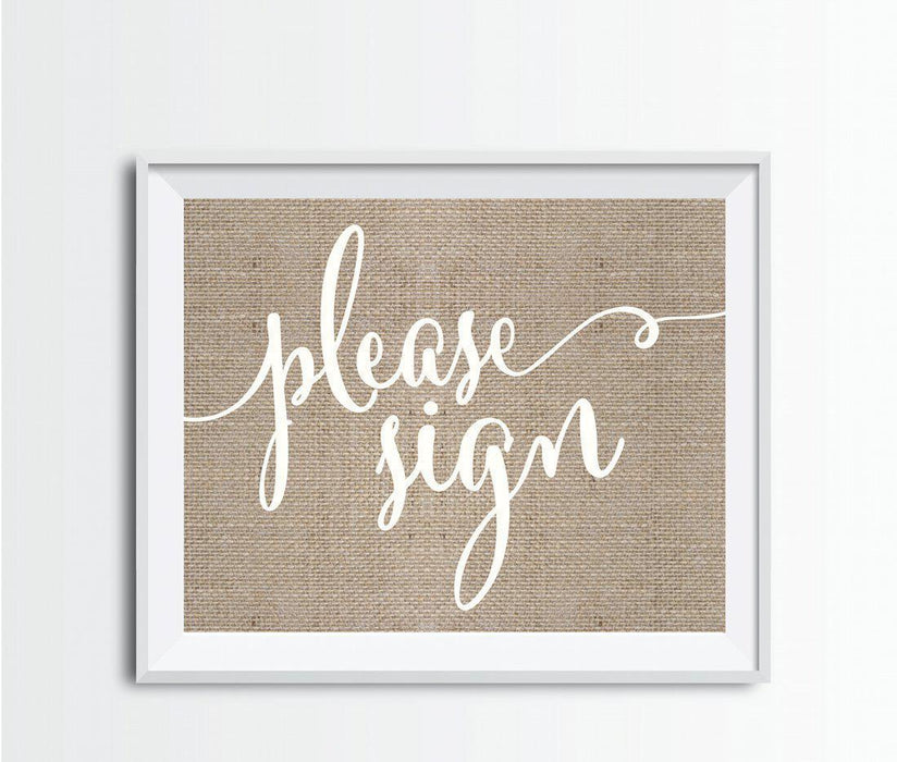 Andaz Press 8.5 x 11 Burlap Wedding Party Signs-Set of 1-Andaz Press-Please Sign-