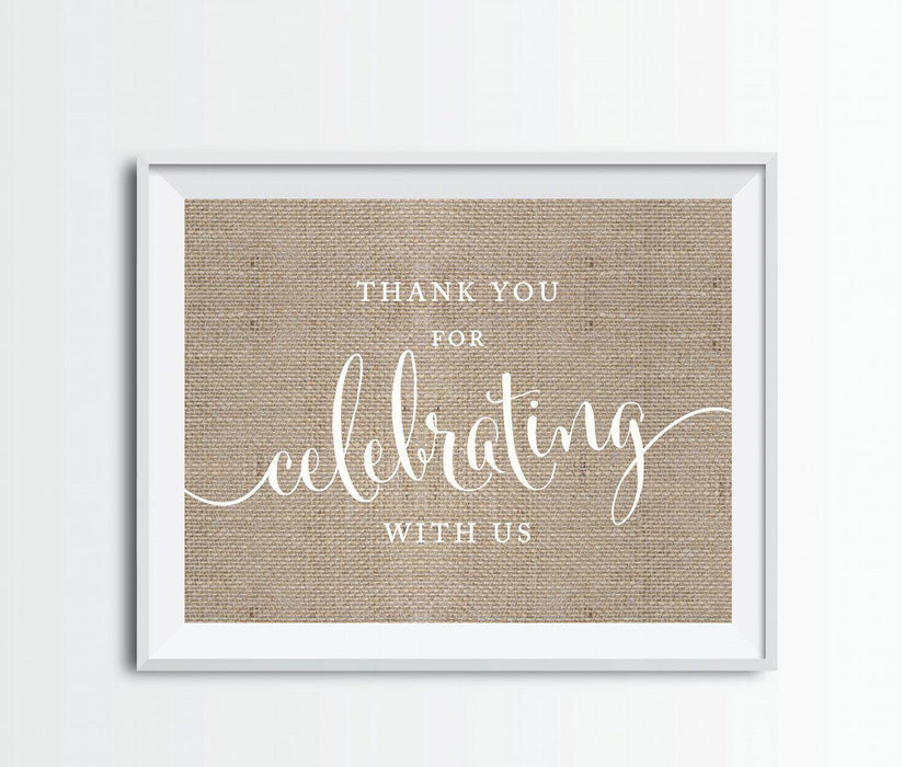 Andaz Press 8.5 x 11 Burlap Wedding Party Signs-Set of 1-Andaz Press-Thank You For Celebrating With Us-