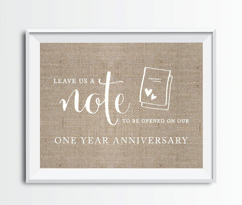 Andaz Press 8.5 x 11 Burlap Wedding Party Signs-Set of 1-Andaz Press-Time Capsule - Leave Us A Note-