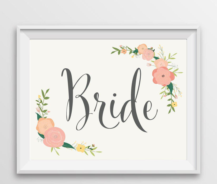 Andaz Press 8.5" x 11" Floral Roses Wedding Party Signs-Set of 1-Andaz Press-Bride-