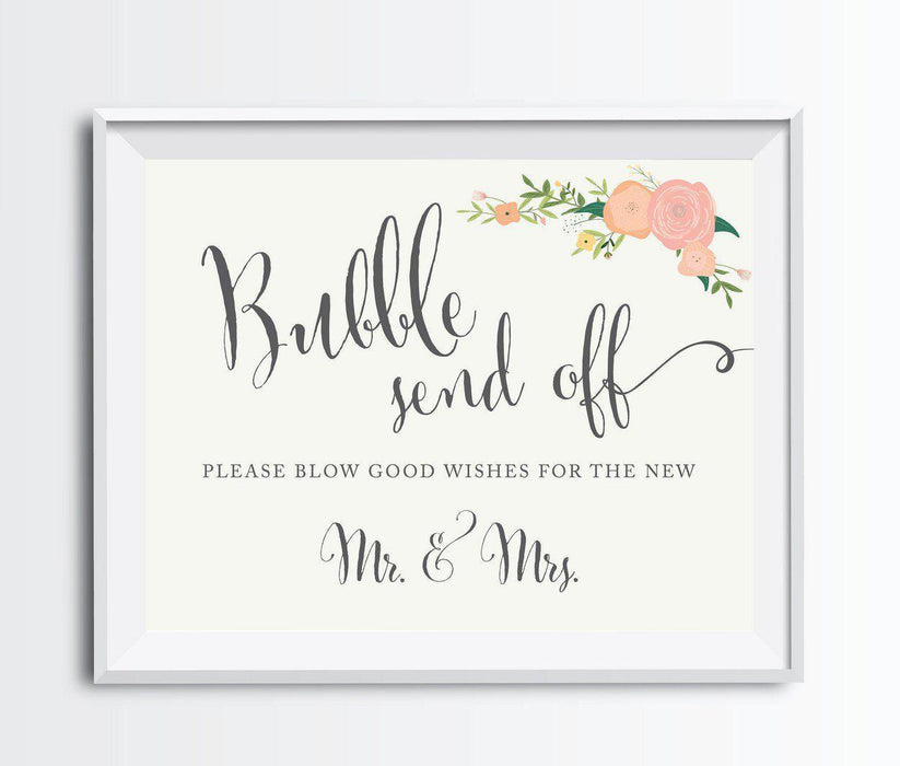 Andaz Press 8.5" x 11" Floral Roses Wedding Party Signs-Set of 1-Andaz Press-Bubbles Send Off - Blow Good Wishes-