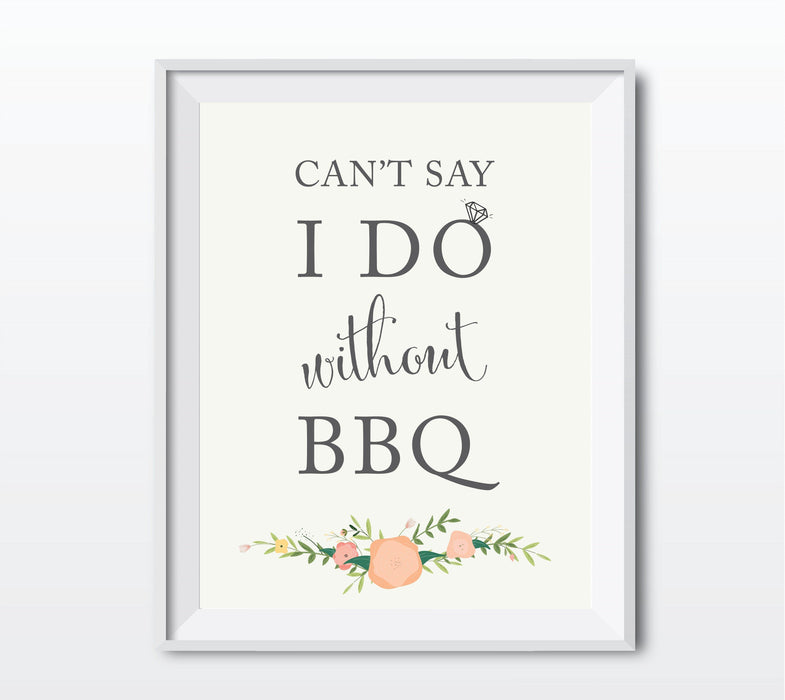 Andaz Press 8.5" x 11" Floral Roses Wedding Party Signs-Set of 1-Andaz Press-Can't Say I Do Without BBQ-