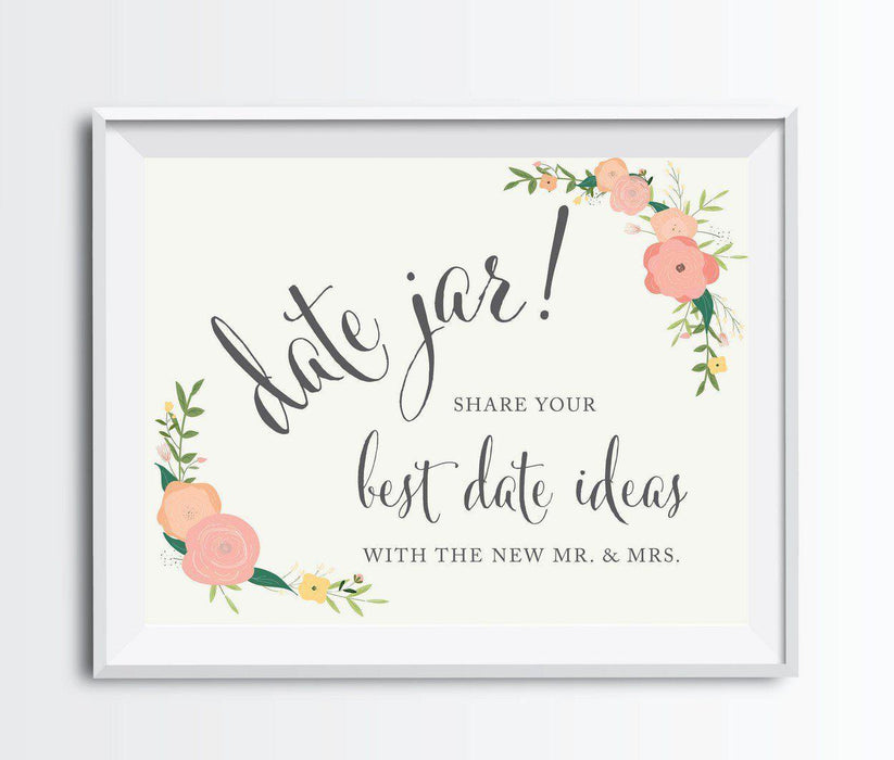 Andaz Press 8.5" x 11" Floral Roses Wedding Party Signs-Set of 1-Andaz Press-Date Jar - Share Best Date Idea-