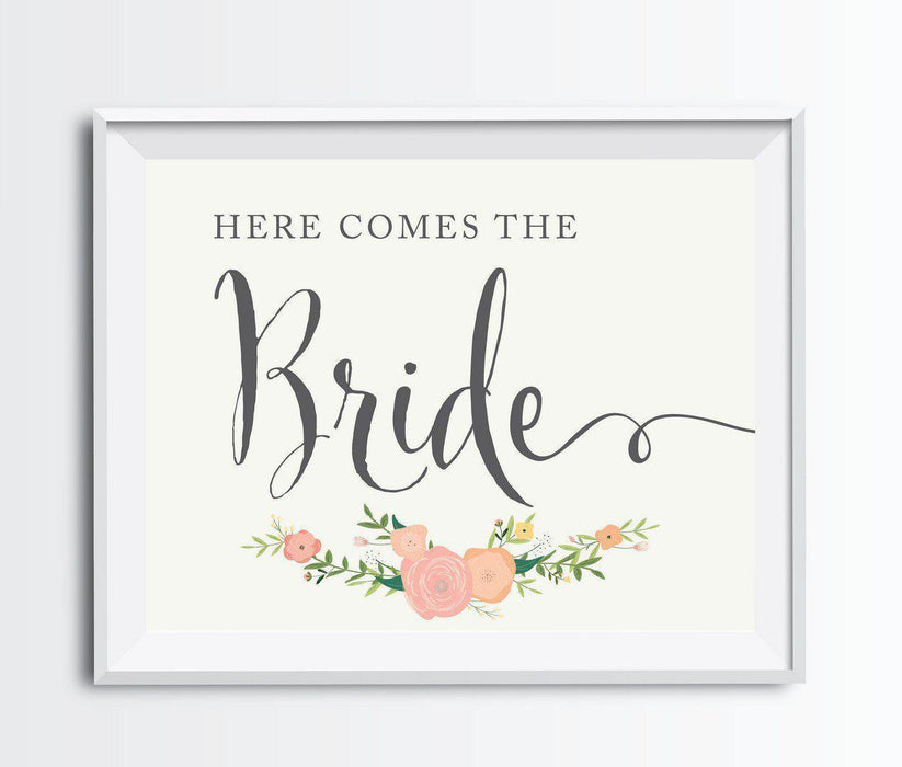 Andaz Press 8.5" x 11" Floral Roses Wedding Party Signs-Set of 1-Andaz Press-Here Comes The Bride-