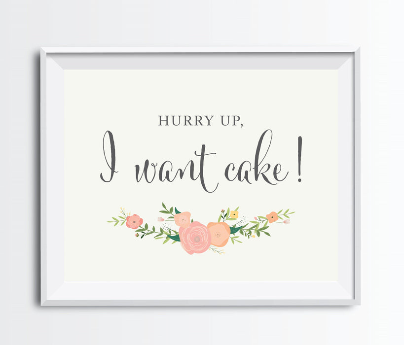 Andaz Press 8.5" x 11" Floral Roses Wedding Party Signs-Set of 1-Andaz Press-Hurry Up! I Want Cake-
