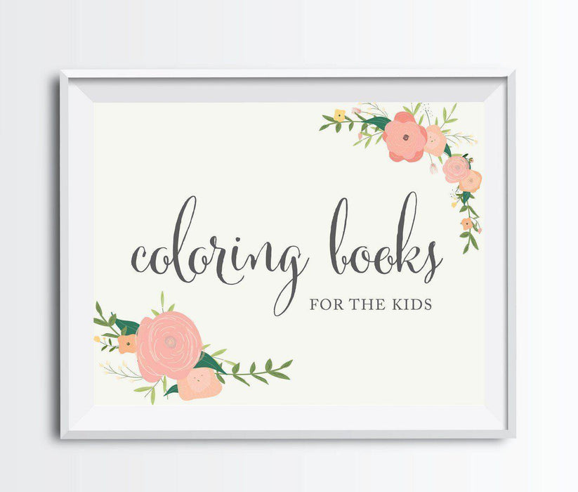 Andaz Press 8.5" x 11" Floral Roses Wedding Party Signs-Set of 1-Andaz Press-Kids Table - Coloring Books-