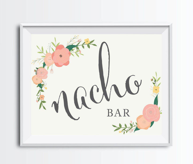 Andaz Press 8.5" x 11" Floral Roses Wedding Party Signs-Set of 1-Andaz Press-Nacho Bar-