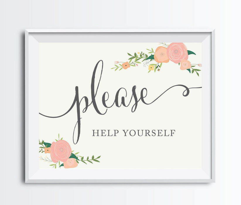 Andaz Press 8.5" x 11" Floral Roses Wedding Party Signs-Set of 1-Andaz Press-Please Help Yourself-