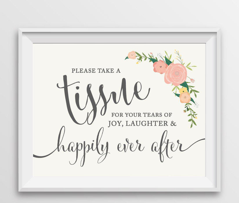 Andaz Press 8.5" x 11" Floral Roses Wedding Party Signs-Set of 1-Andaz Press-Please Take A Tissue-
