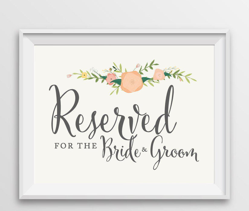 Andaz Press 8.5" x 11" Floral Roses Wedding Party Signs-Set of 1-Andaz Press-Reserved For The Bride & Groom-