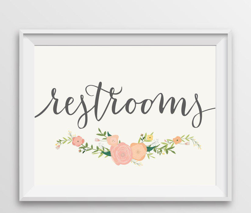 Andaz Press 8.5" x 11" Floral Roses Wedding Party Signs-Set of 1-Andaz Press-Restroom-
