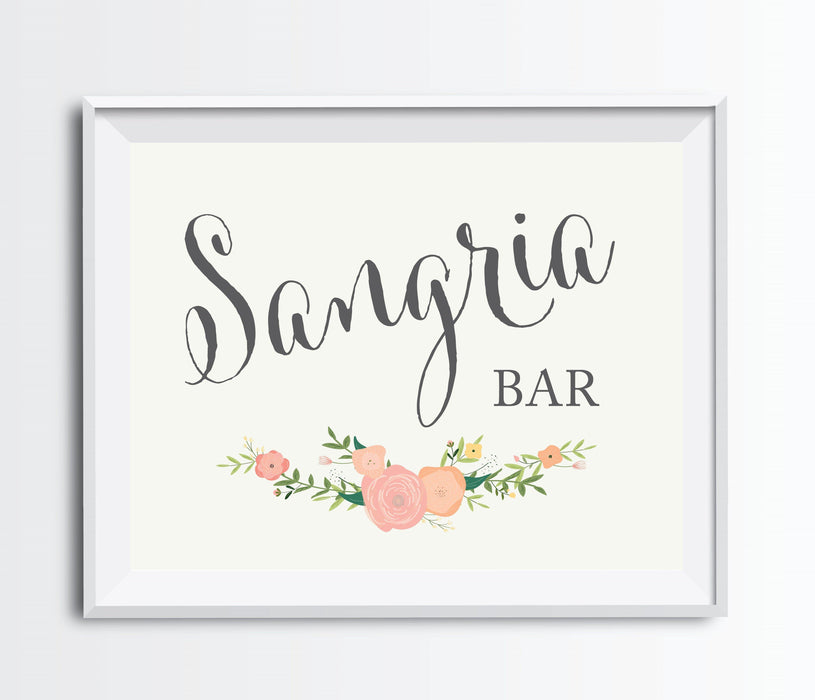 Andaz Press 8.5" x 11" Floral Roses Wedding Party Signs-Set of 1-Andaz Press-Sangria Bar-