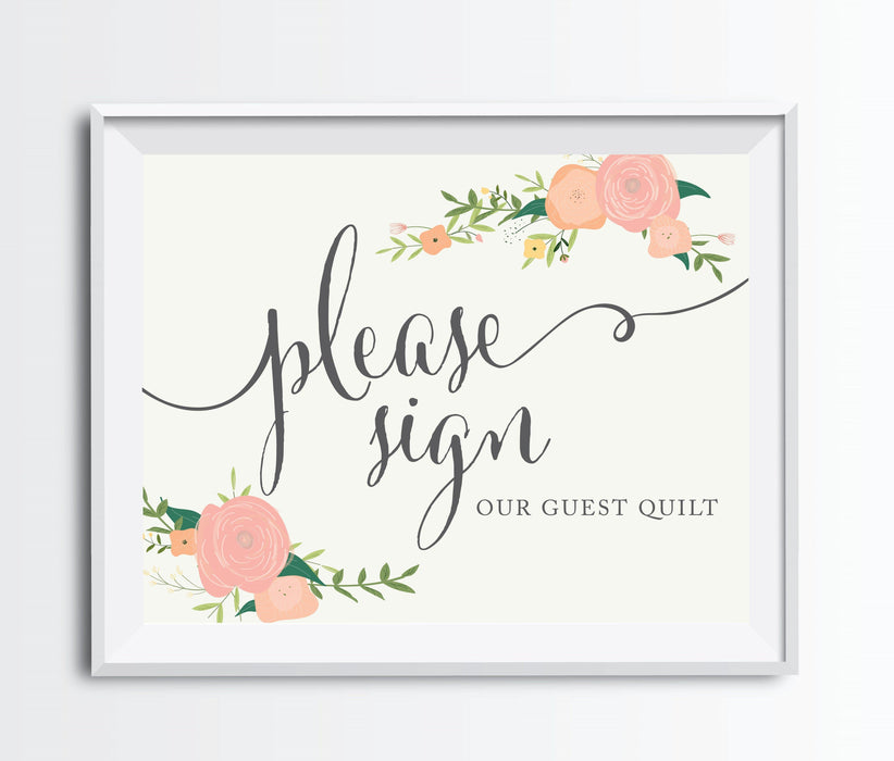 Andaz Press 8.5" x 11" Floral Roses Wedding Party Signs-Set of 1-Andaz Press-Sign Our Guest Quilt-