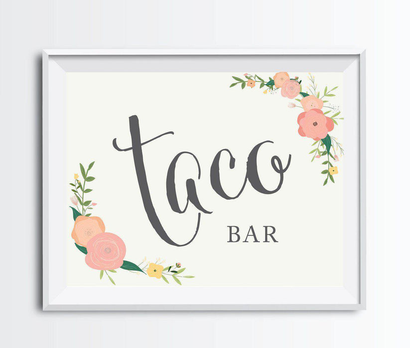 Andaz Press 8.5" x 11" Floral Roses Wedding Party Signs-Set of 1-Andaz Press-Taco Bar-