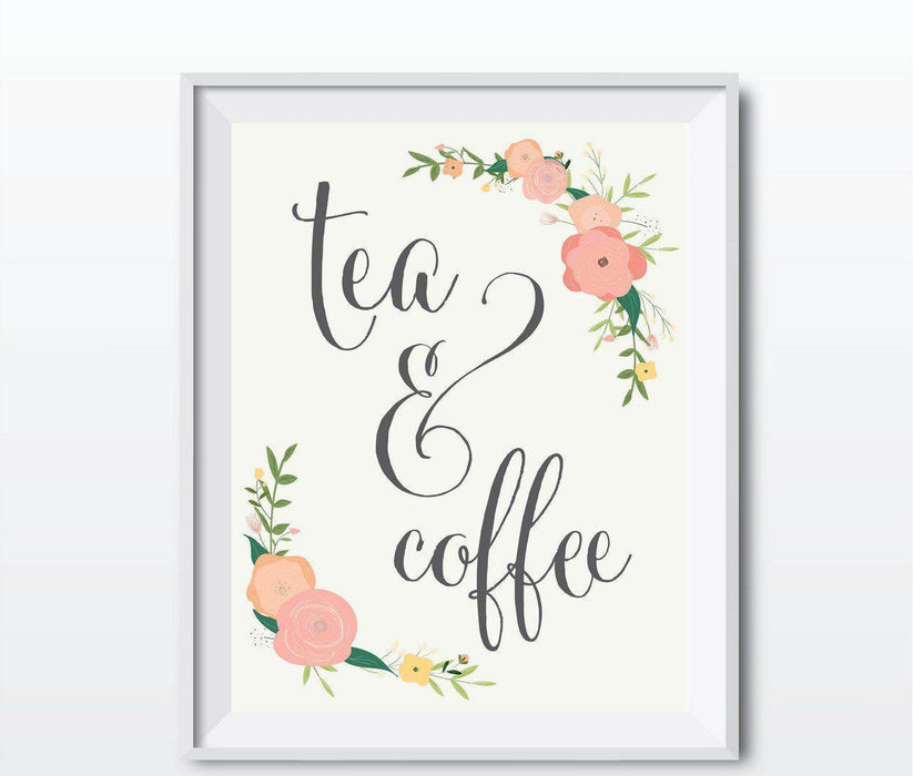 Andaz Press 8.5" x 11" Floral Roses Wedding Party Signs-Set of 1-Andaz Press-Tea & Coffee-