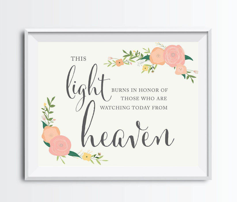 Andaz Press 8.5" x 11" Floral Roses Wedding Party Signs-Set of 1-Andaz Press-This Light Burns Memorial-