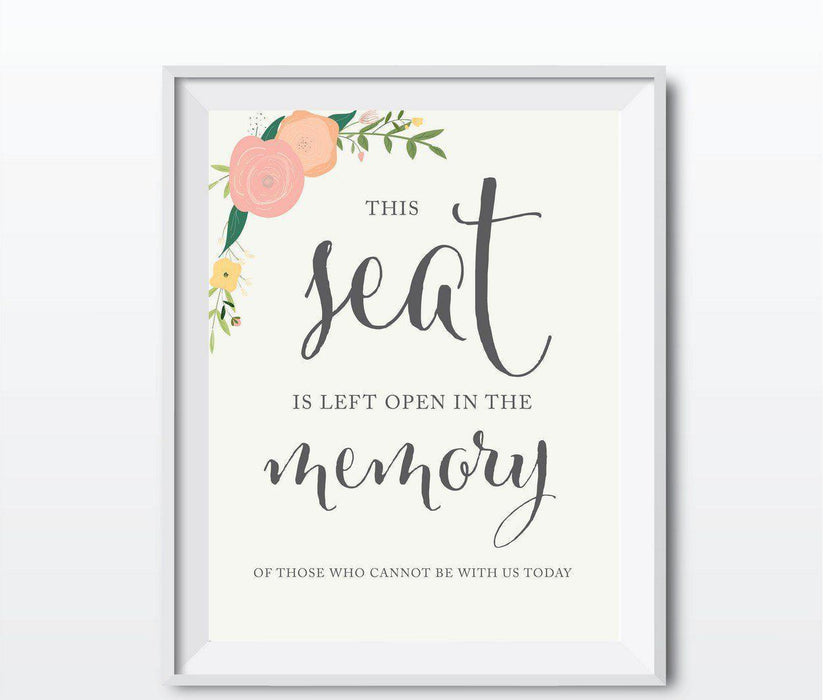 Andaz Press 8.5" x 11" Floral Roses Wedding Party Signs-Set of 1-Andaz Press-This Seat Is Left Open Memorial-