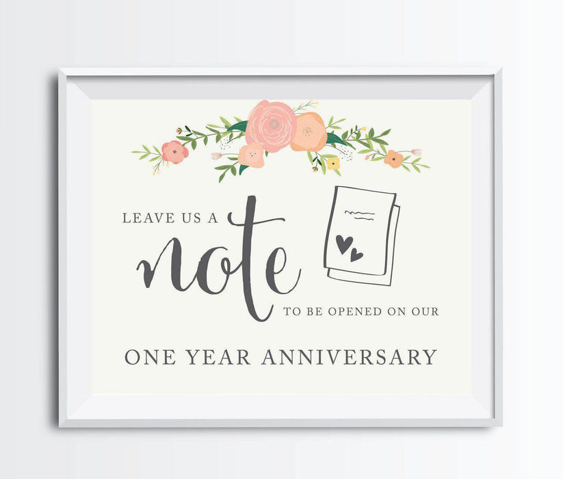Andaz Press 8.5" x 11" Floral Roses Wedding Party Signs-Set of 1-Andaz Press-Time Capsule - Leave Us A Note-