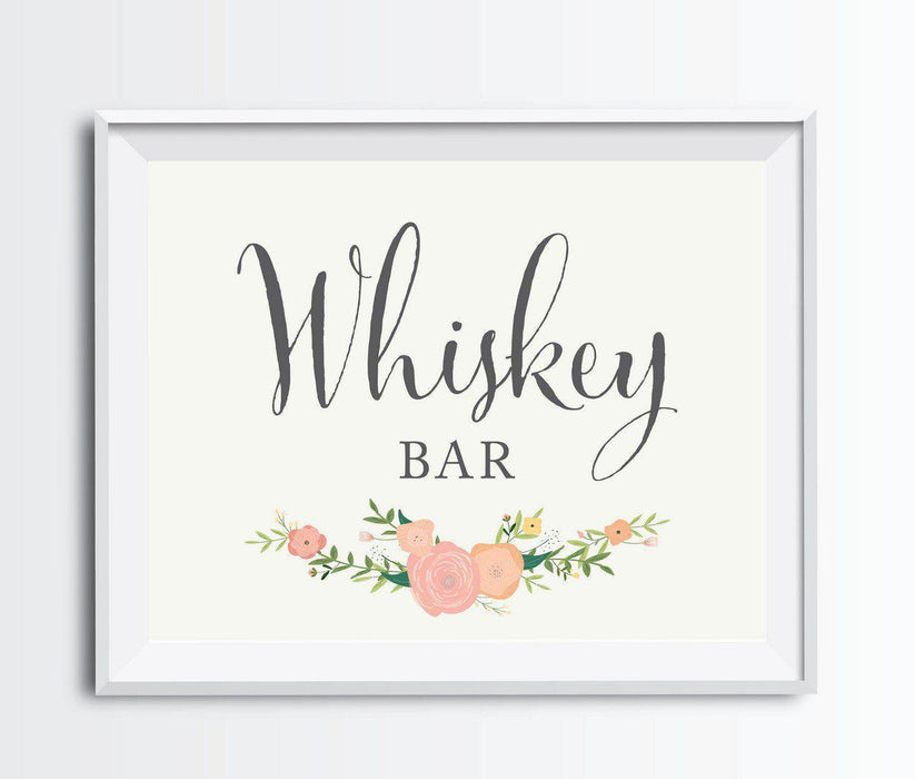 Andaz Press 8.5" x 11" Floral Roses Wedding Party Signs-Set of 1-Andaz Press-Whiskey Bar-