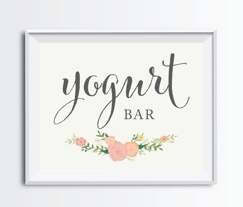 Andaz Press 8.5" x 11" Floral Roses Wedding Party Signs-Set of 1-Andaz Press-Yogurt Bar-