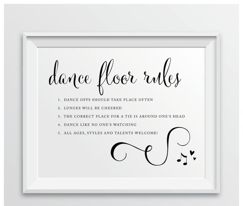 Andaz Press 8.5 x 11-Inch Formal Black & White Wedding Party Signs-Set of 1-Andaz Press-Dance Floor Rules-