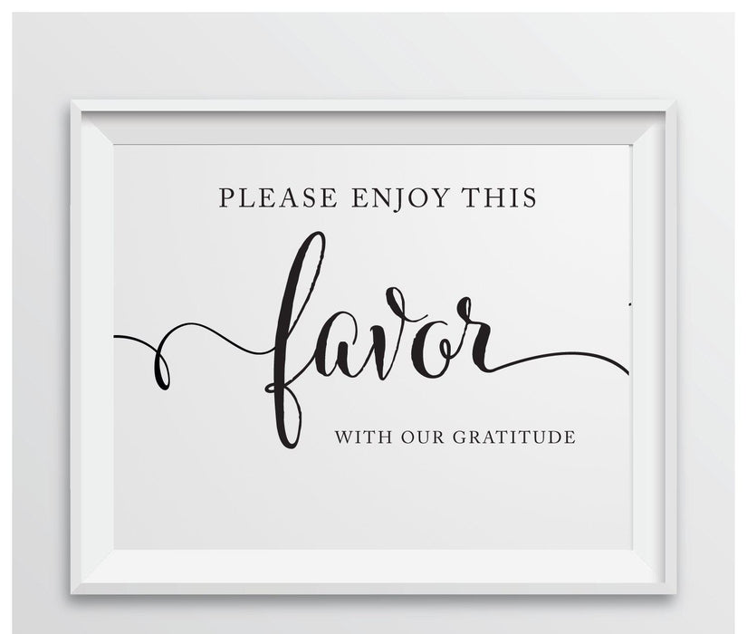 Andaz Press 8.5 x 11-Inch Formal Black & White Wedding Party Signs-Set of 1-Andaz Press-Please Enjoy Favor With Our Gratitude-