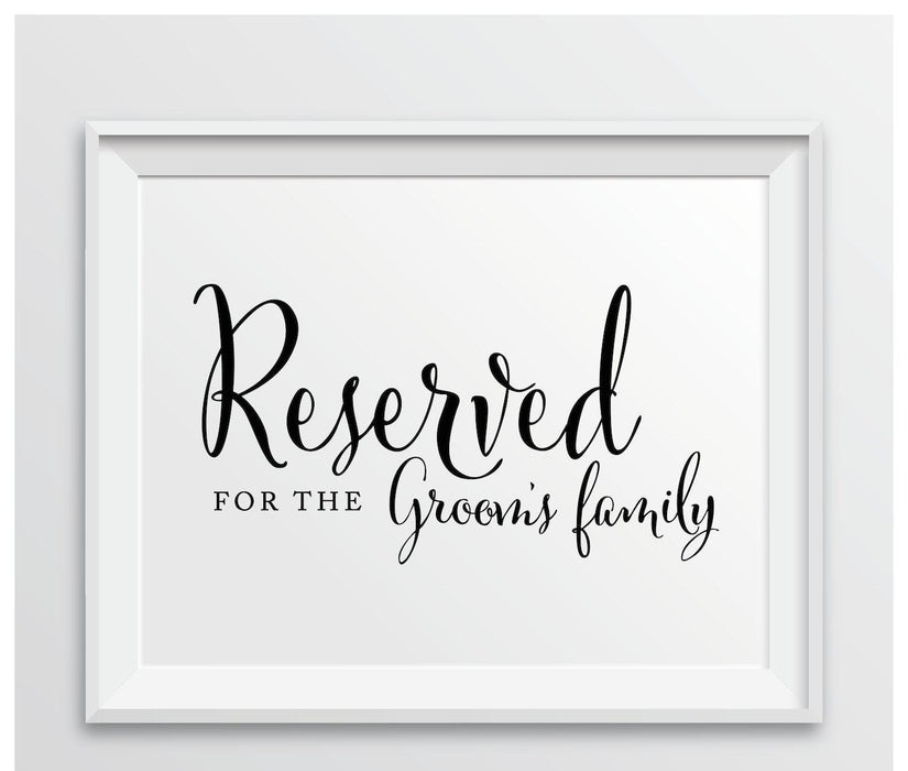 Andaz Press 8.5 x 11-Inch Formal Black & White Wedding Party Signs-Set of 1-Andaz Press-Reserved For The Groom's Family-