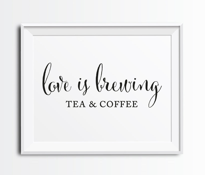 Andaz Press 8.5 x 11-Inch Formal Black & White Wedding Party Signs-Set of 1-Andaz Press-Tea & Coffee Love Is Brewing-