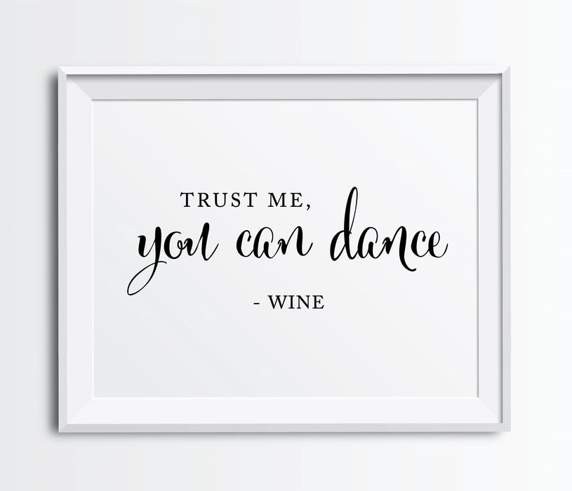Andaz Press 8.5 x 11-Inch Formal Black & White Wedding Party Signs-Set of 1-Andaz Press-Trust Me, You Can Dance - Wine-