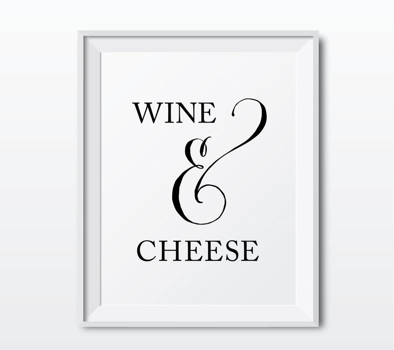 Andaz Press 8.5 x 11-Inch Formal Black & White Wedding Party Signs-Set of 1-Andaz Press-Wine & Cheese-