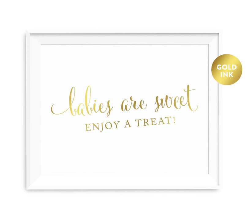 Andaz Press 8.5 x 11 Metallic Gold Baby Shower Party Signs-Set of 1-Andaz Press-Babies Are Sweet, Enjoy A Treat-