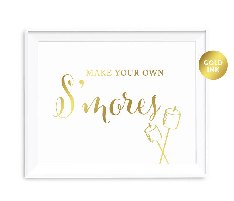 Andaz Press 8.5 x 11 Metallic Gold Wedding Party Favor Signs-Set of 1-Andaz Press-Build Your Own S'mores-