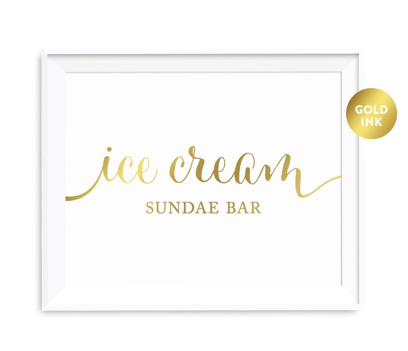 Andaz Press 8.5 x 11 Metallic Gold Wedding Party Favor Signs-Set of 1-Andaz Press-Ice Cream Sundae Bar-