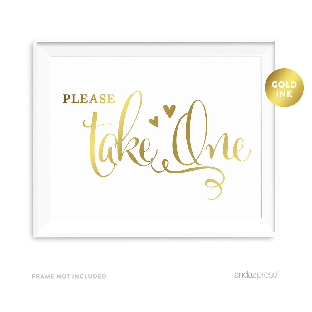 Andaz Press 8.5 x 11 Metallic Gold Wedding Party Favor Signs-Set of 1-Andaz Press-Please Take One-
