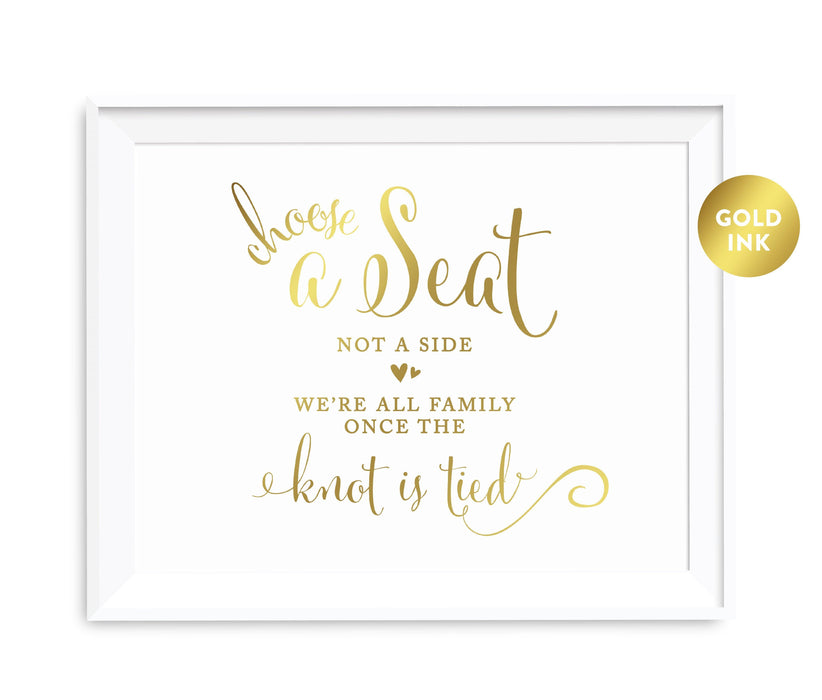 Andaz Press 8.5 x 11 Metallic Gold Wedding Party Signs-Set of 1-Andaz Press-Choose A Seat, Not A Side-