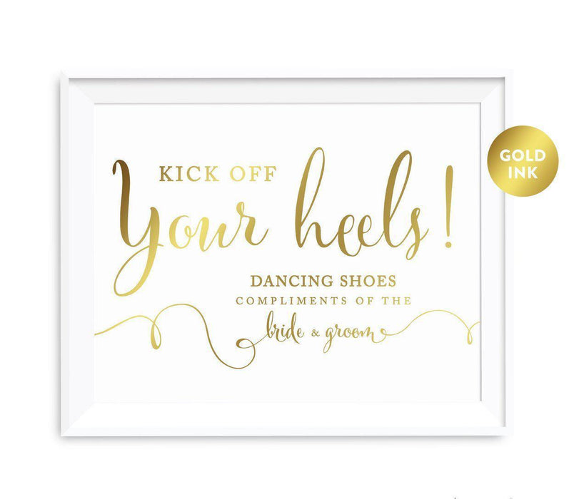 Andaz Press 8.5 x 11 Metallic Gold Wedding Party Signs-Set of 1-Andaz Press-Dancing Shoes - Kick Off Your Heels-