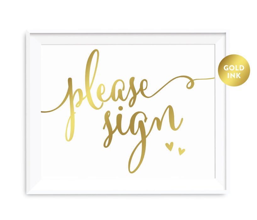Andaz Press 8.5 x 11 Metallic Gold Wedding Party Signs-Set of 1-Andaz Press-Please Sign-