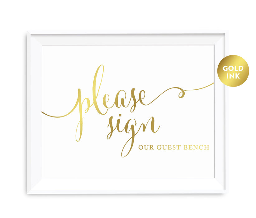 Andaz Press 8.5 x 11 Metallic Gold Wedding Party Signs-Set of 1-Andaz Press-Sign Our Guest Bench-